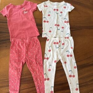 Carter's Pink Red and White Cherry Short Sleeve Cotton Pajama Set 18M